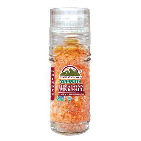 Himalayan Chef Himalayan Pink Salt & Organic Lemon Peel Refillable Glass Grinder - 0.22 lbs